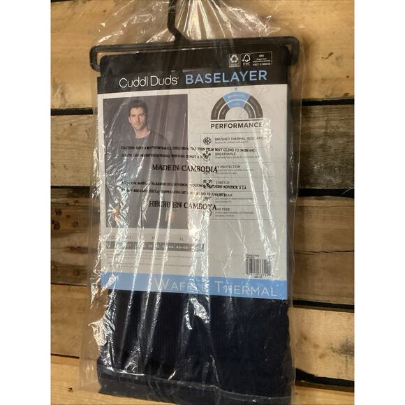 Cuddl Duds Men’s Long Sleeve Crew Waffle Thermal DARK NAVY XXLT - Picture 3 of 3
